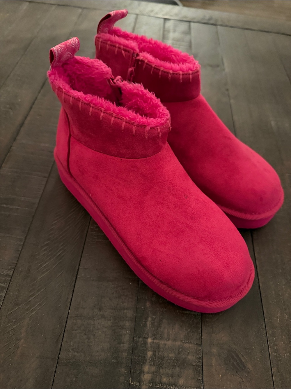 Muk Luks Vibrant Pink Plush Ankle Booties